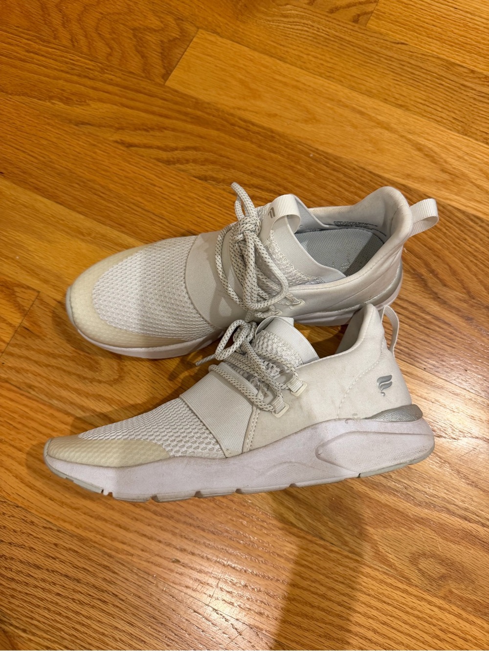 Fabletics Women's Cream/White Slip-On Knit Sneakers